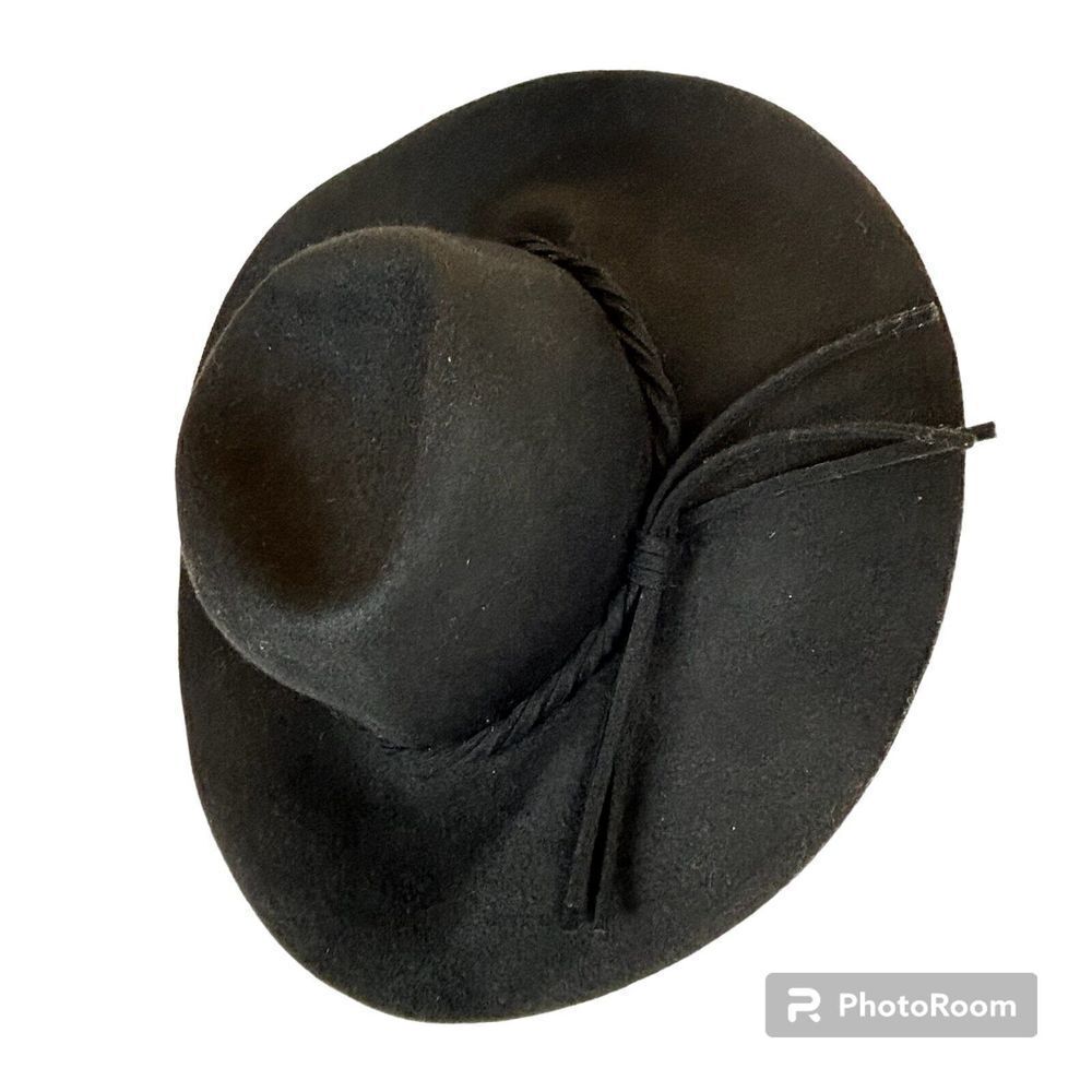 100% Wool Black Felt Medium Brim Fedora Bohemian Hat One Size Trim Festival Shlf - Picture 3 of 10